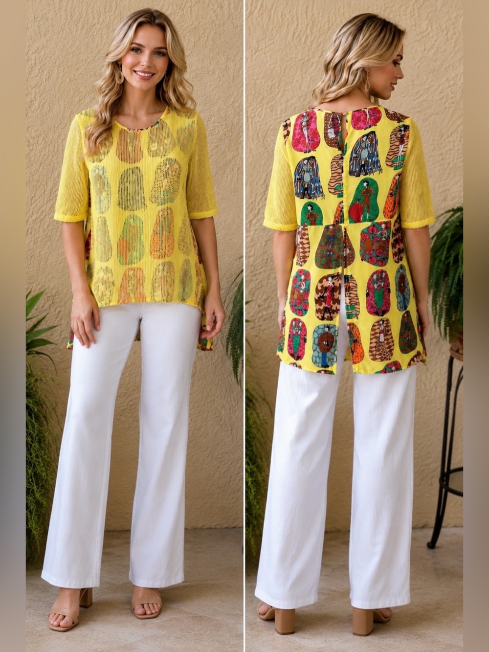 ADORE brand Horoscope yellow tunic top